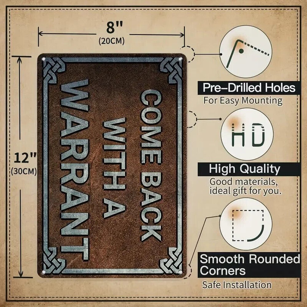 Come Back With A Warrant Novelty metal sign 12" x 8" Wall Art Home & Garden:Home Décor:Plaques & Signs Style Your Walls